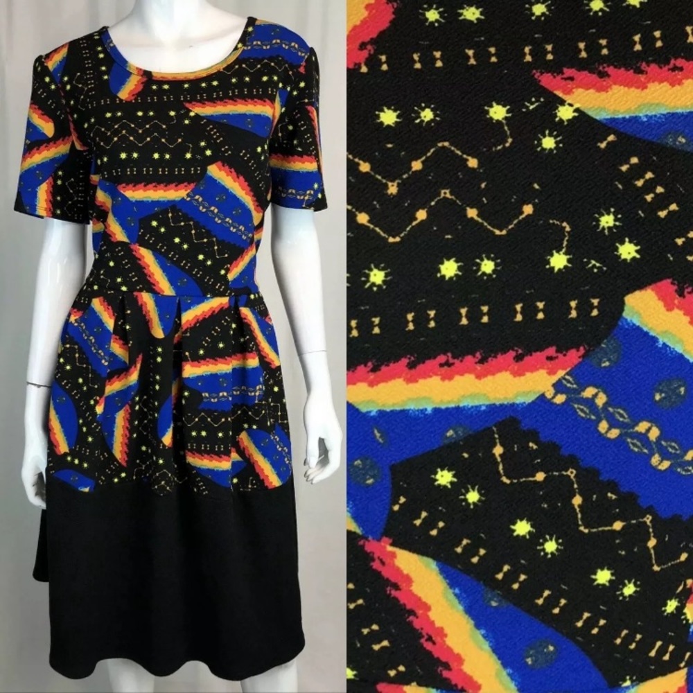 LuLaRoe Amelia Constellations Pleated Pocket Dress